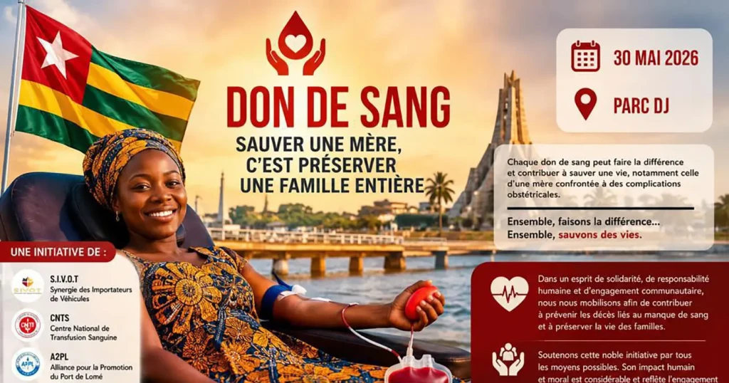 Campagne de don de sang le 30 mai 2026: CNTS, SIVOT, A2PL, CNP Togo, association MITSO, ONG Vision des Peuples Africains, unis pour sauver des vies
